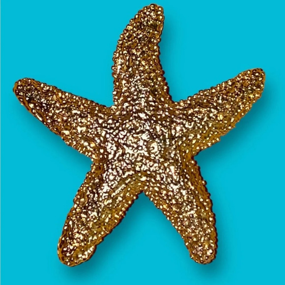 Authentic Original Vintage Style Jewelry - Vintage Starfish Star Gold Tone Brooch